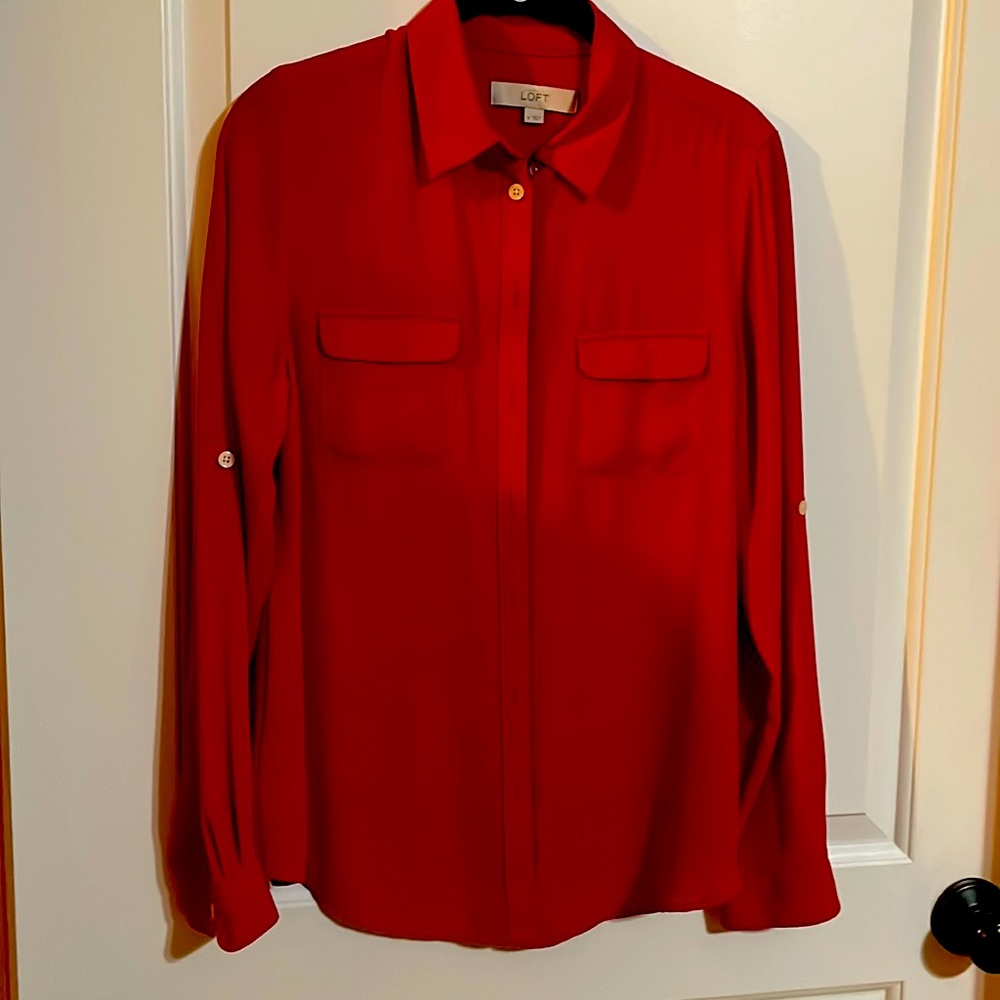 Loft red camp shirt